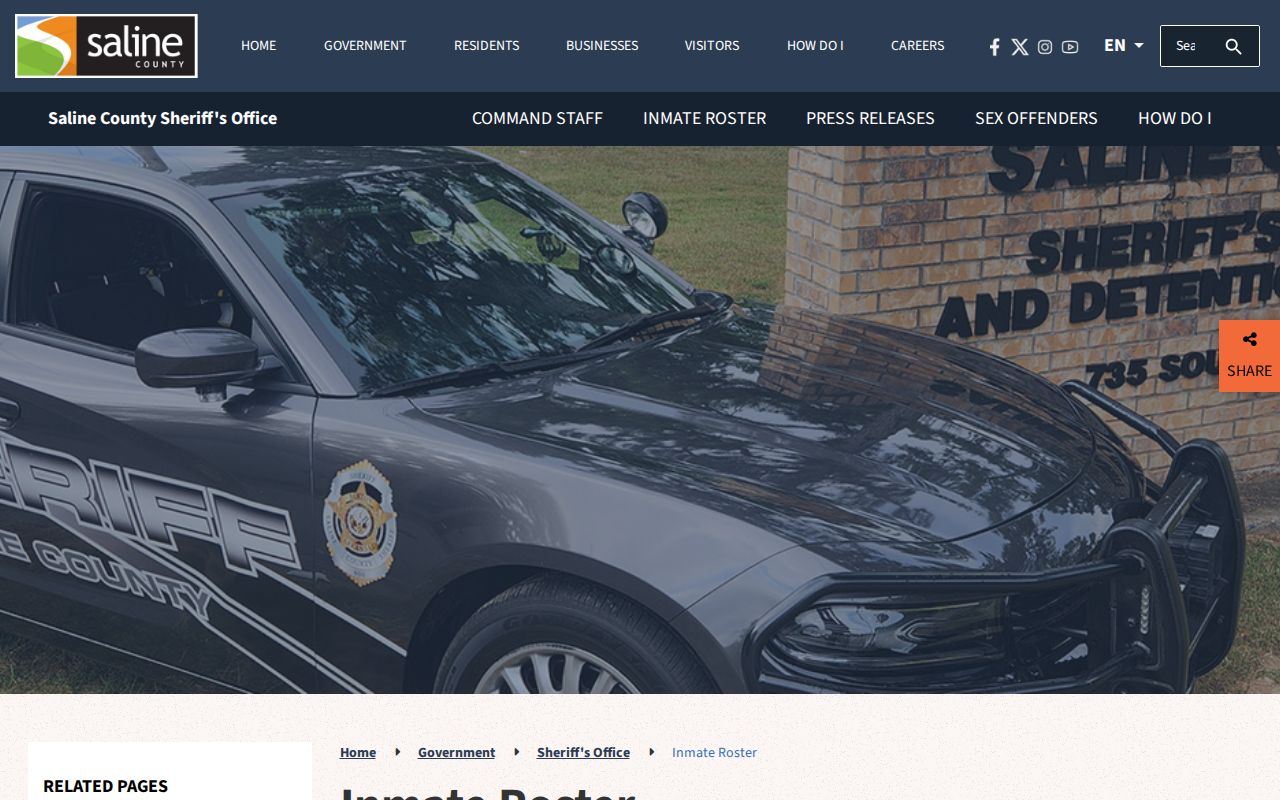 Official Saline County inmate roster landing page