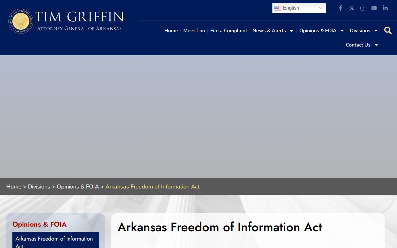 Arkansas Attorney General Freedom of Information Act resource page