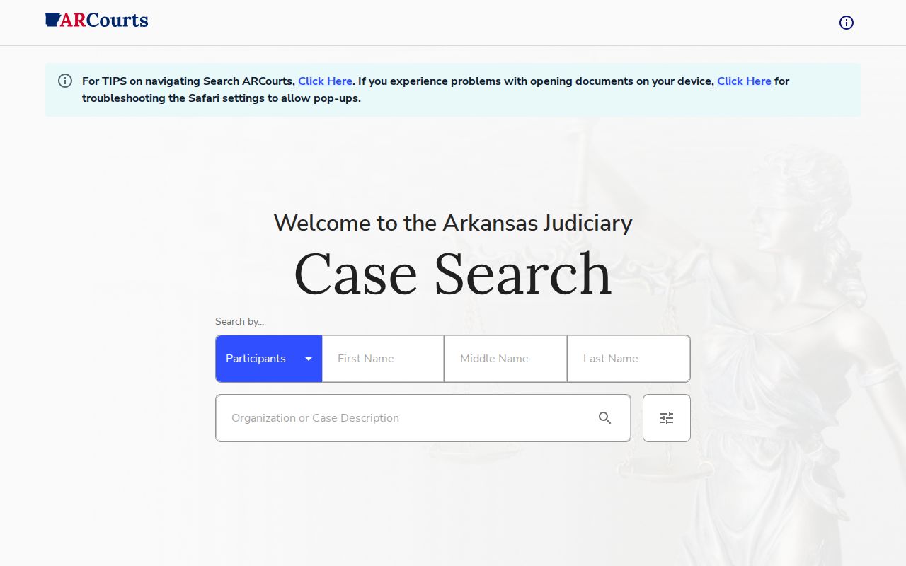 Arkansas Search ARCourts public case search portal