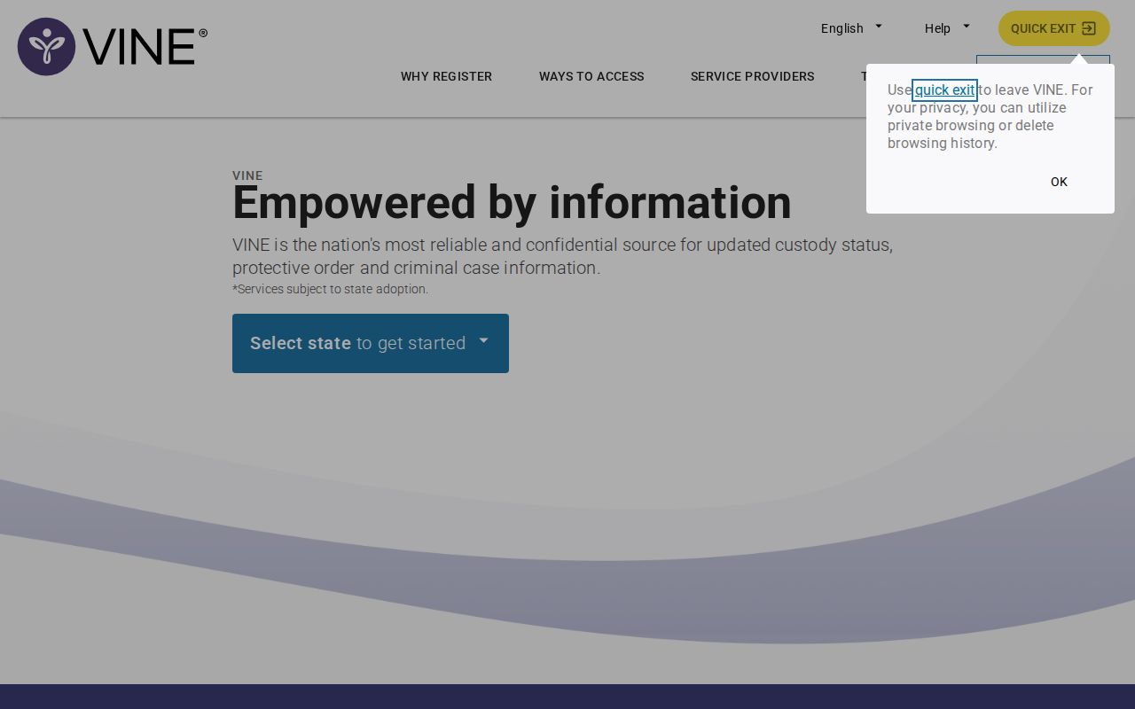 VINELink custody search interface for Arkansas and Saline County